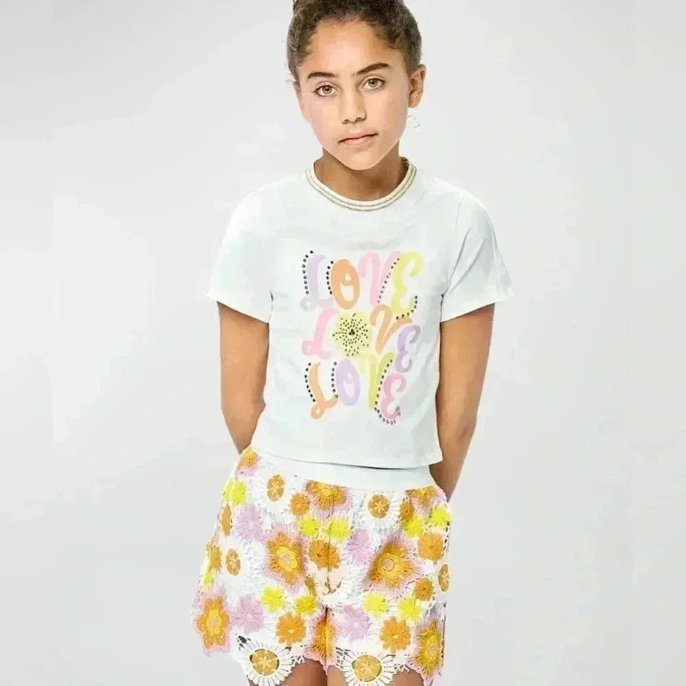 Hannah Banana Short Sleeve Graphic Crop Top